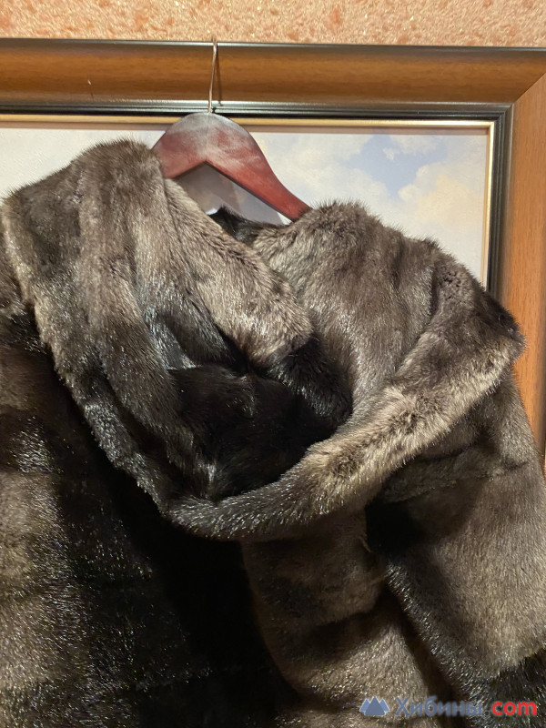 Эксклюзивную норковую шубу графит с капюшоном р. 44-48