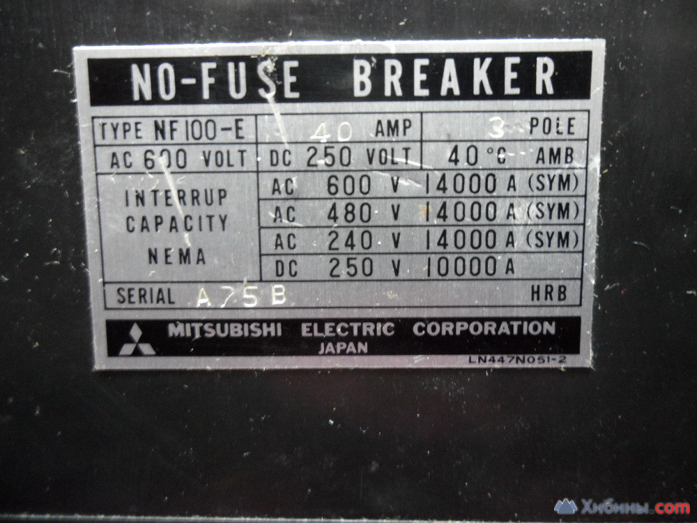 Выключатель(Автомат) Mitsubishi Electric i type NF100-E  (40 А., 250-6