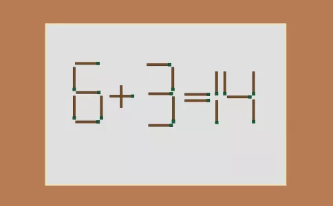 Не головоломка, а вызов для серого вещества: сделайте равенство «6+3=14» верным — достаточно сдвинуть одну спичку