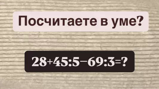 «Ботаники» не могут решить пример «28+45:5−69:3» — а у вас получится? На ответ 13 секунд, не ошибитесь