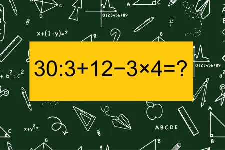 Задание не для двоечников — решите пример «30:3+12−3×4»: если справитесь, то получите бесконечные овации