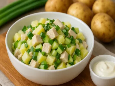 Готовлю салат «Деревенский» с картошкой и курицей — вкус детства за 30 минут, а чувство ностальгии на целый день