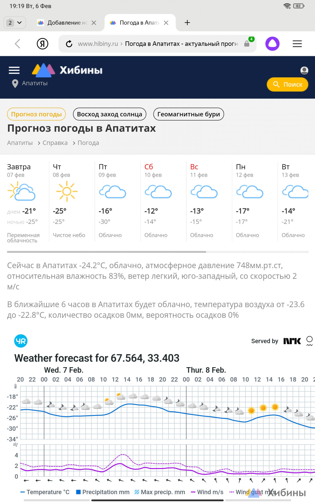 Отображение погоды на мобильных устройствах